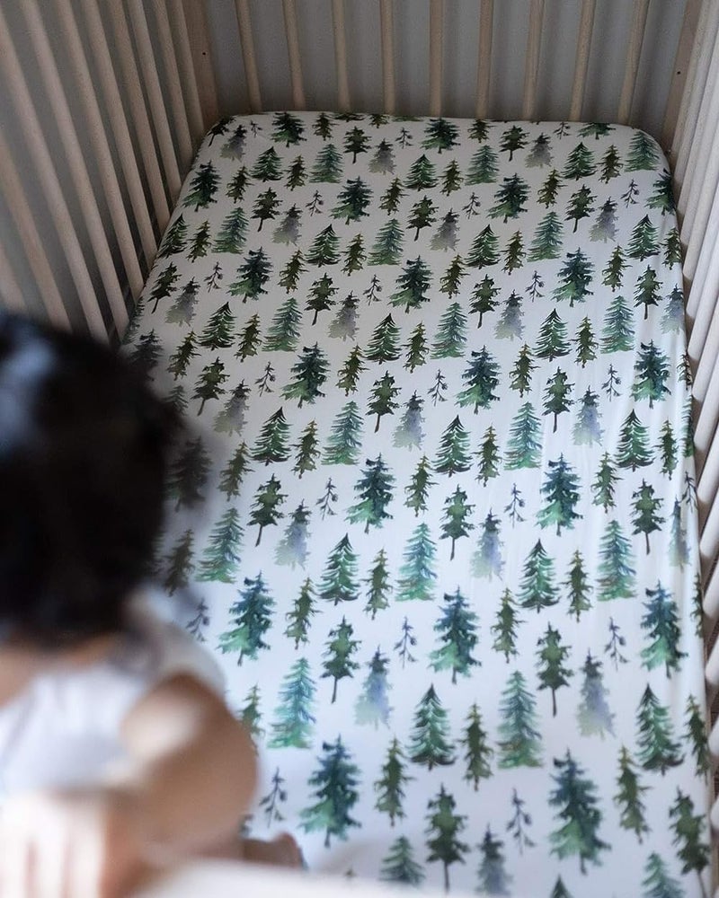 Sorrel + Fern Crib Sheets Neutral - Fitted Baby Crib Sheets Bed for Girl Boy - 2 Pack Standard & Toddler Mattress (Woodland Forest Animals) - Buttery Soft Organic Cotton Blend - Image 4
